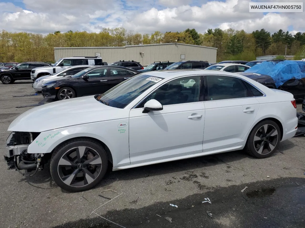 WAUENAF47HN005750 2017 Audi A4 Premium Plus