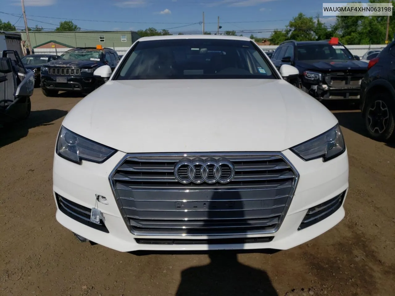 2017 Audi A4 Ultra Premium VIN: WAUGMAF4XHN063198 Lot: 55121984