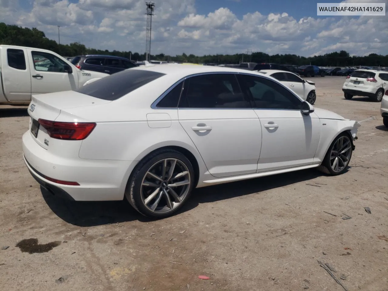 2017 Audi A4 Premium Plus VIN: WAUENAF42HA141629 Lot: 60345794