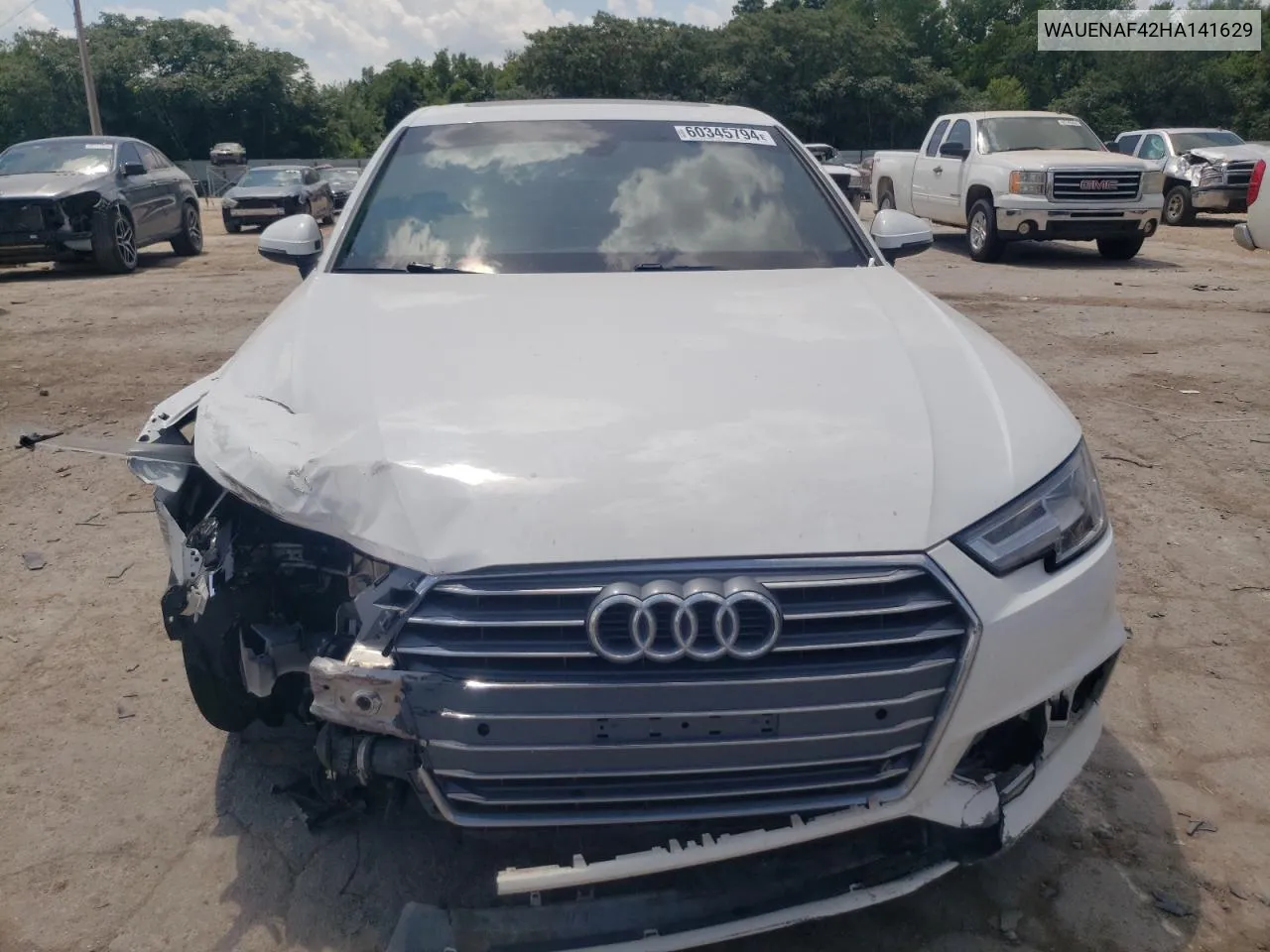 2017 Audi A4 Premium Plus VIN: WAUENAF42HA141629 Lot: 60345794