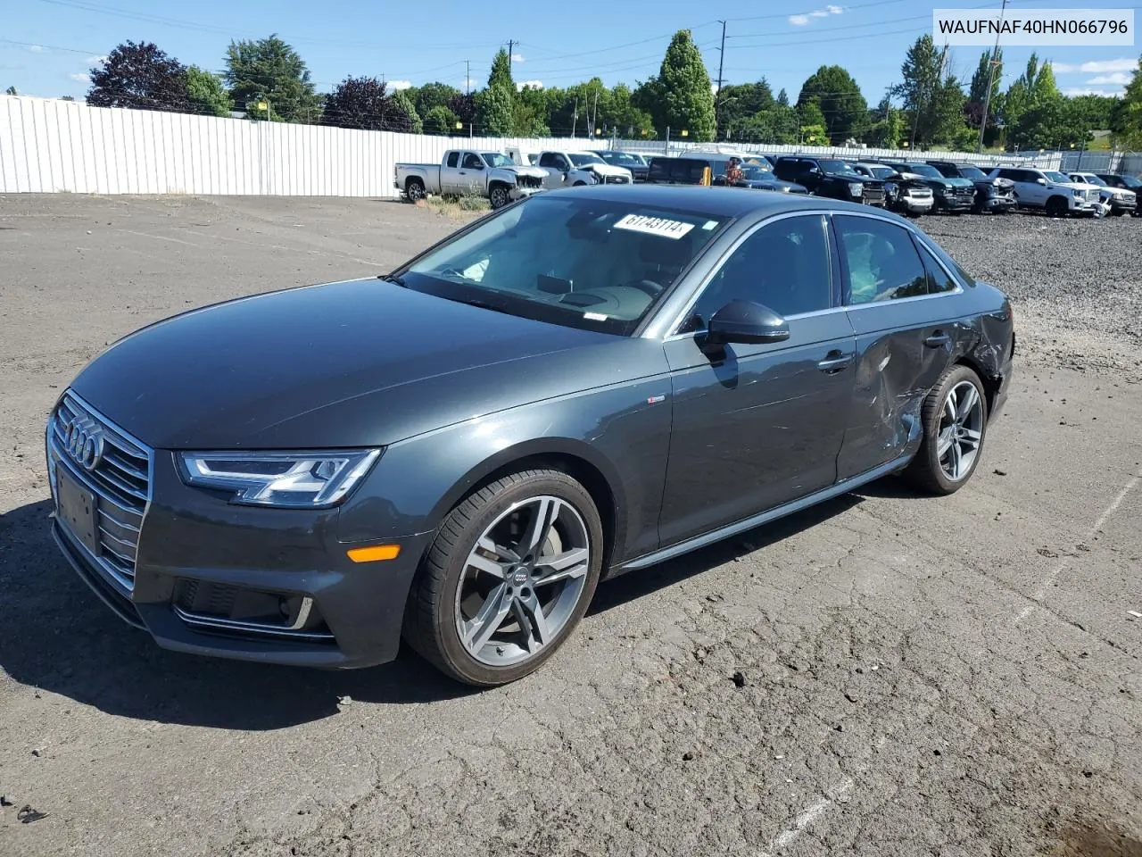 2017 Audi A4 Prestige VIN: WAUFNAF40HN066796 Lot: 61743114