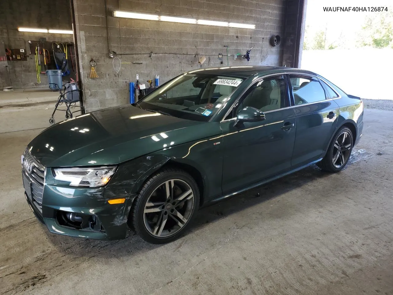 2017 Audi A4 Prestige VIN: WAUFNAF40HA126874 Lot: 69834244