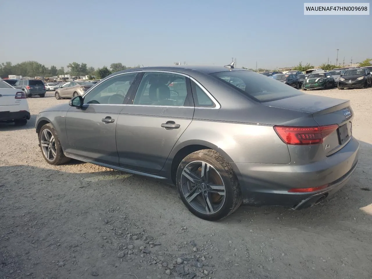 2017 Audi A4 Premium Plus VIN: WAUENAF47HN009698 Lot: 69973484