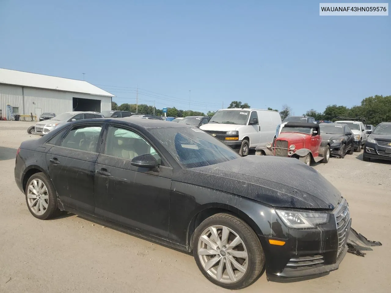 2017 Audi A4 Premium VIN: WAUANAF43HN059576 Lot: 70665554