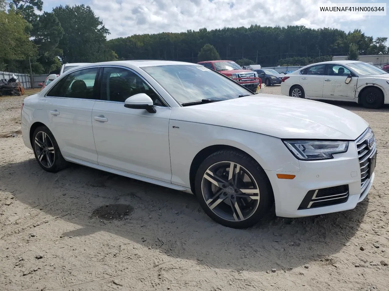 2017 Audi A4 Premium Plus VIN: WAUENAF41HN006344 Lot: 70967904