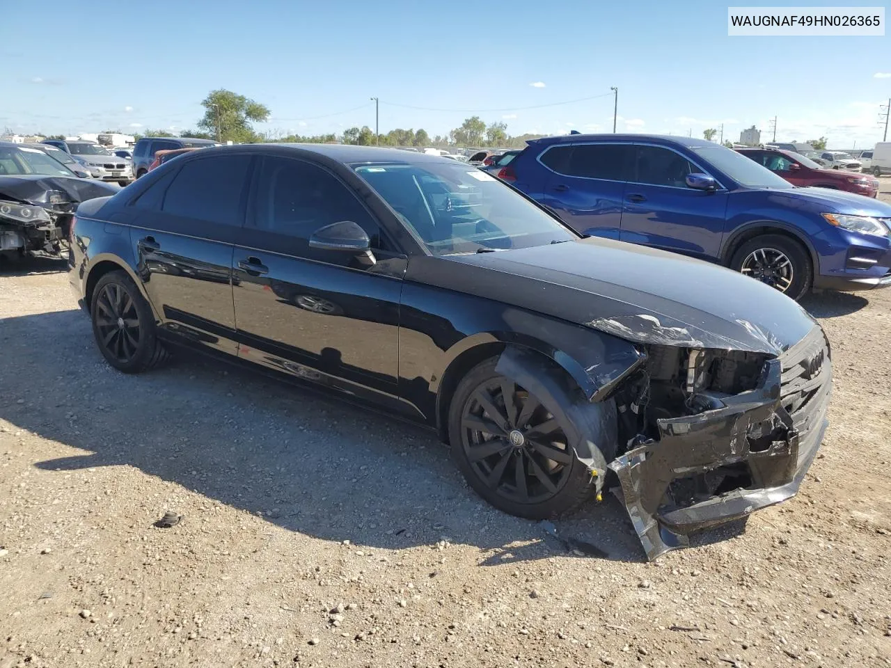 2017 Audi A4 Premium VIN: WAUGNAF49HN026365 Lot: 71104174