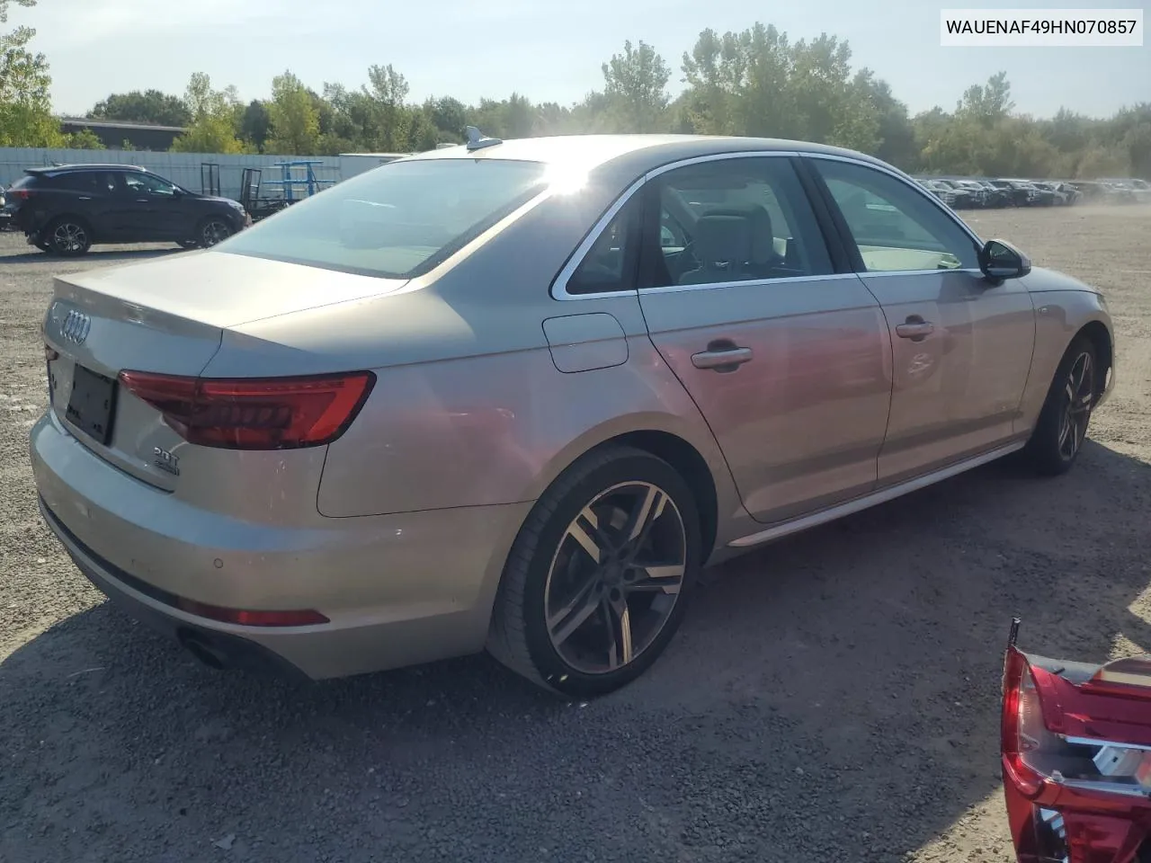 2017 Audi A4 Premium Plus VIN: WAUENAF49HN070857 Lot: 71210634