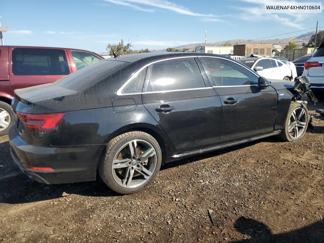 2017 Audi A4 Premium Plus VIN: WAUENAF4XHN010604 Lot: 72464904