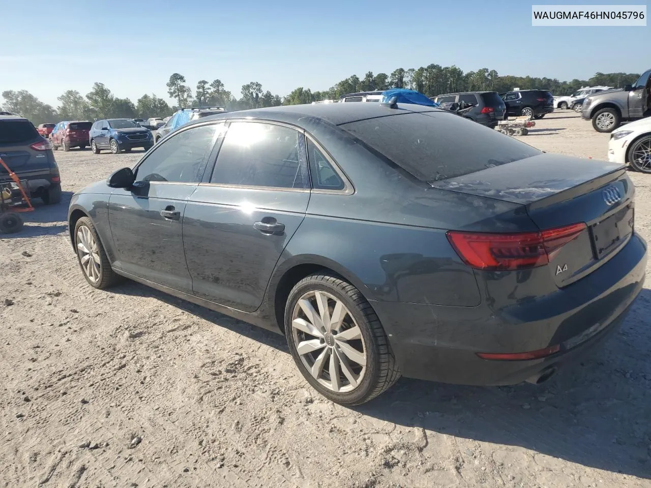 2017 Audi A4 Ultra Premium VIN: WAUGMAF46HN045796 Lot: 75273974