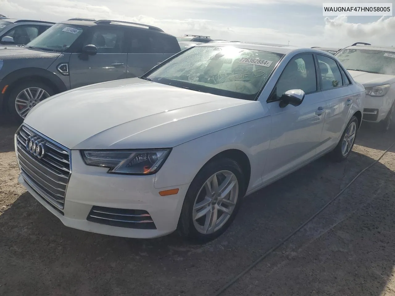 2017 Audi A4 Premium VIN: WAUGNAF47HN058005 Lot: 76362884