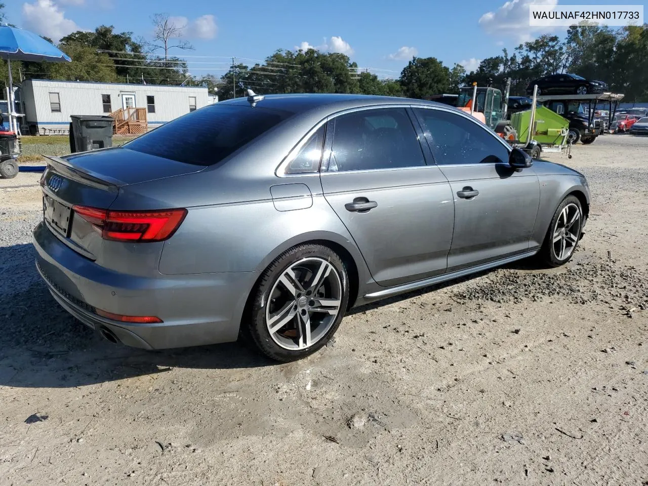 2017 Audi A4 Premium Plus VIN: WAULNAF42HN017733 Lot: 77264104