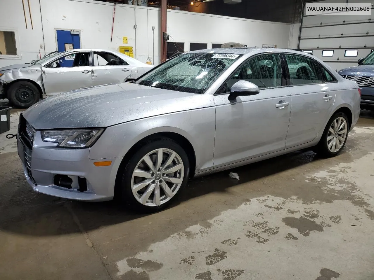 2017 Audi A4 Premium VIN: WAUANAF42HN002608 Lot: 77566344