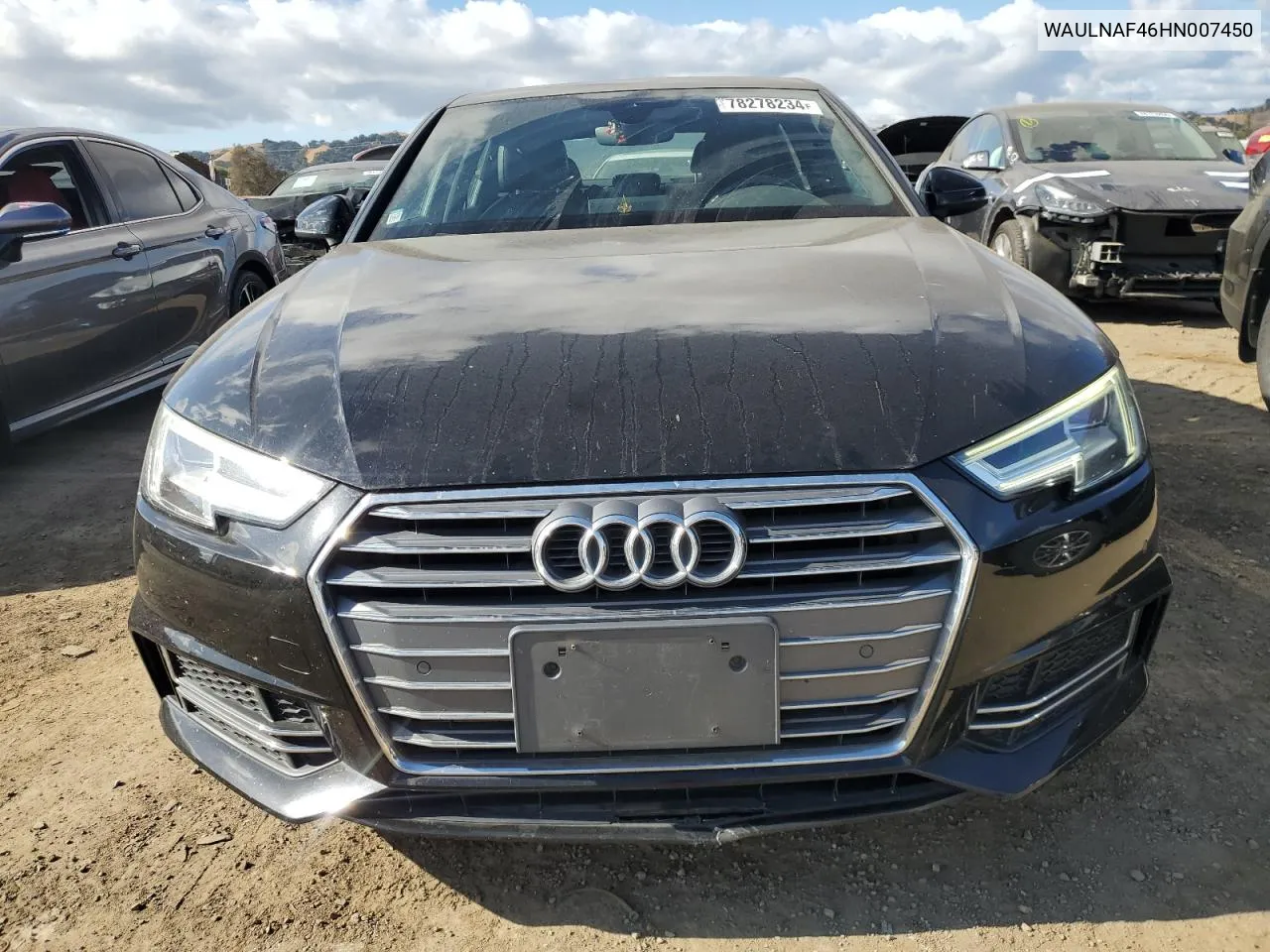 2017 Audi A4 Premium Plus VIN: WAULNAF46HN007450 Lot: 78278234