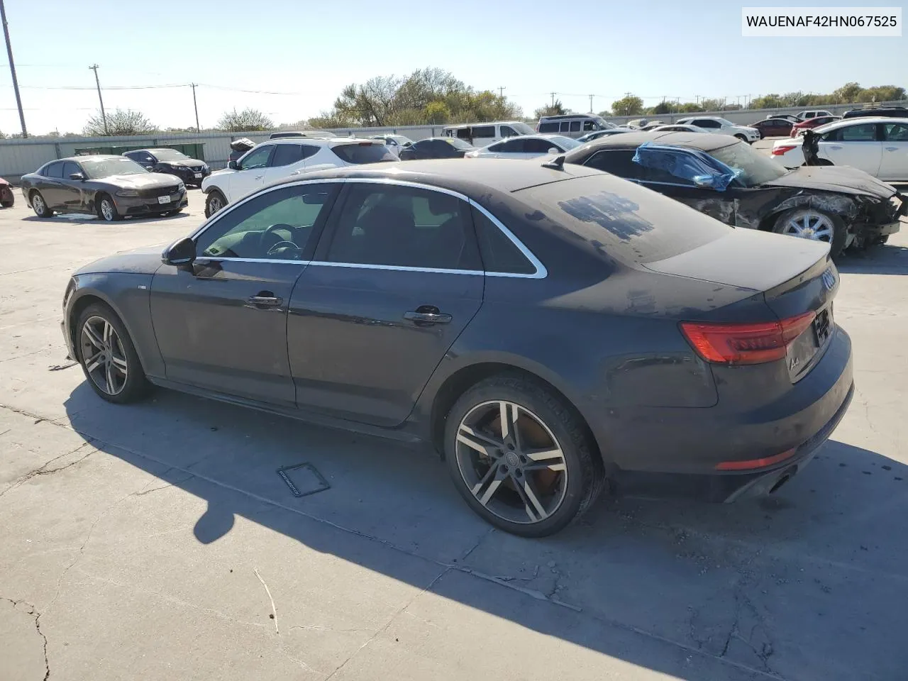 2017 Audi A4 Premium Plus VIN: WAUENAF42HN067525 Lot: 78333684