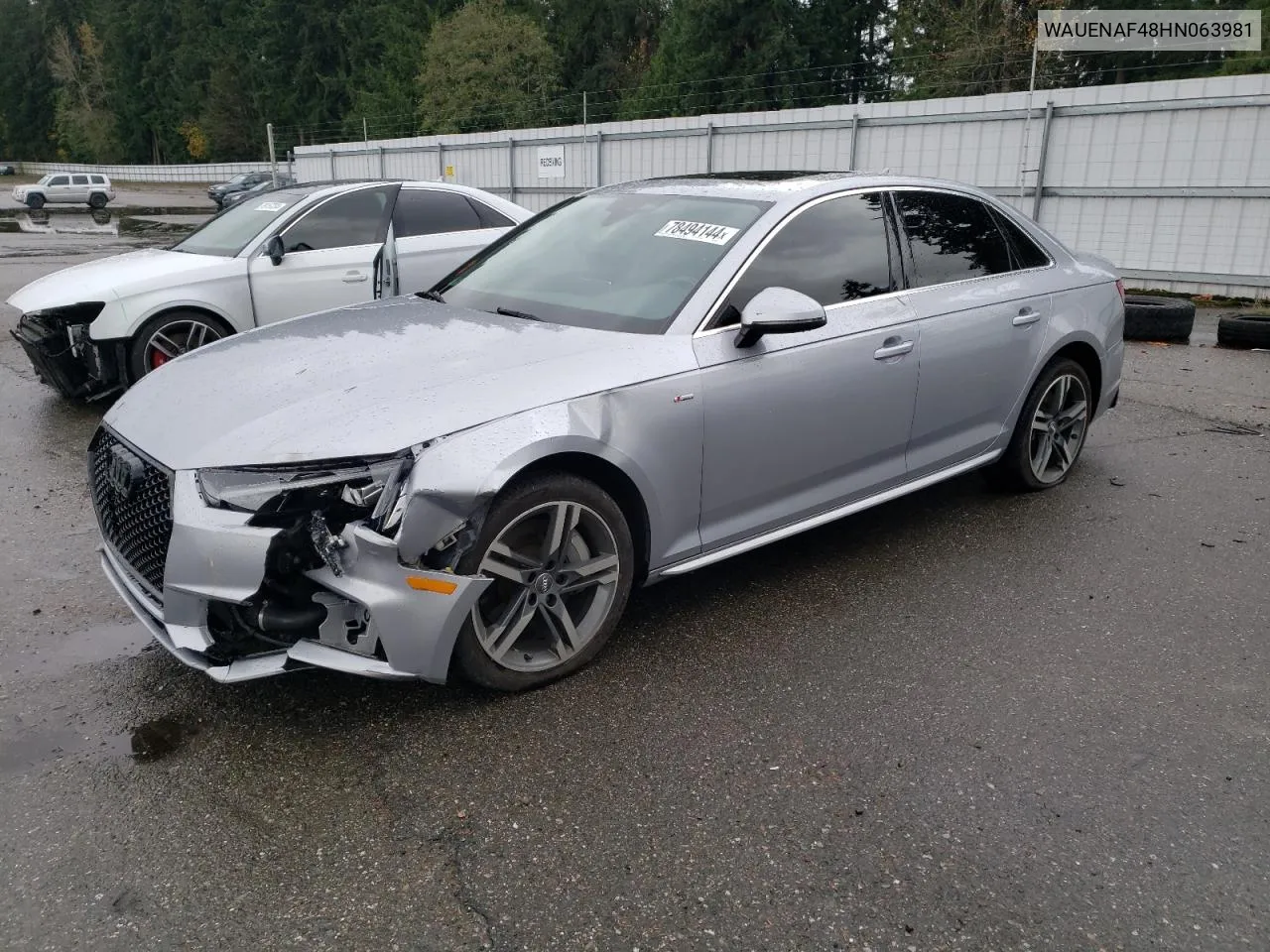 2017 Audi A4 Premium Plus VIN: WAUENAF48HN063981 Lot: 78494144