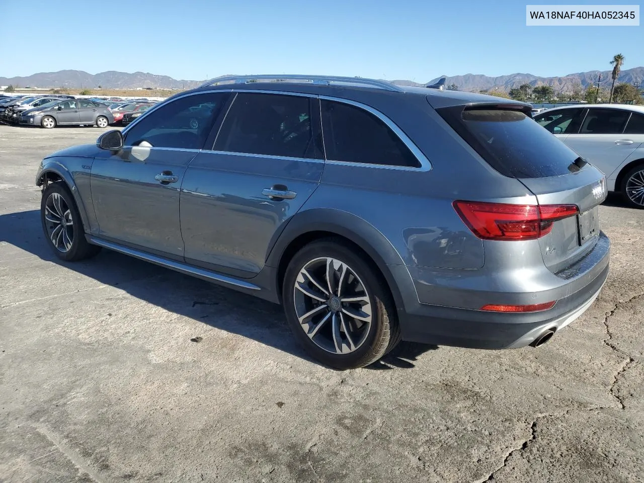 2017 Audi A4 Allroad Premium Plus VIN: WA18NAF40HA052345 Lot: 78953604