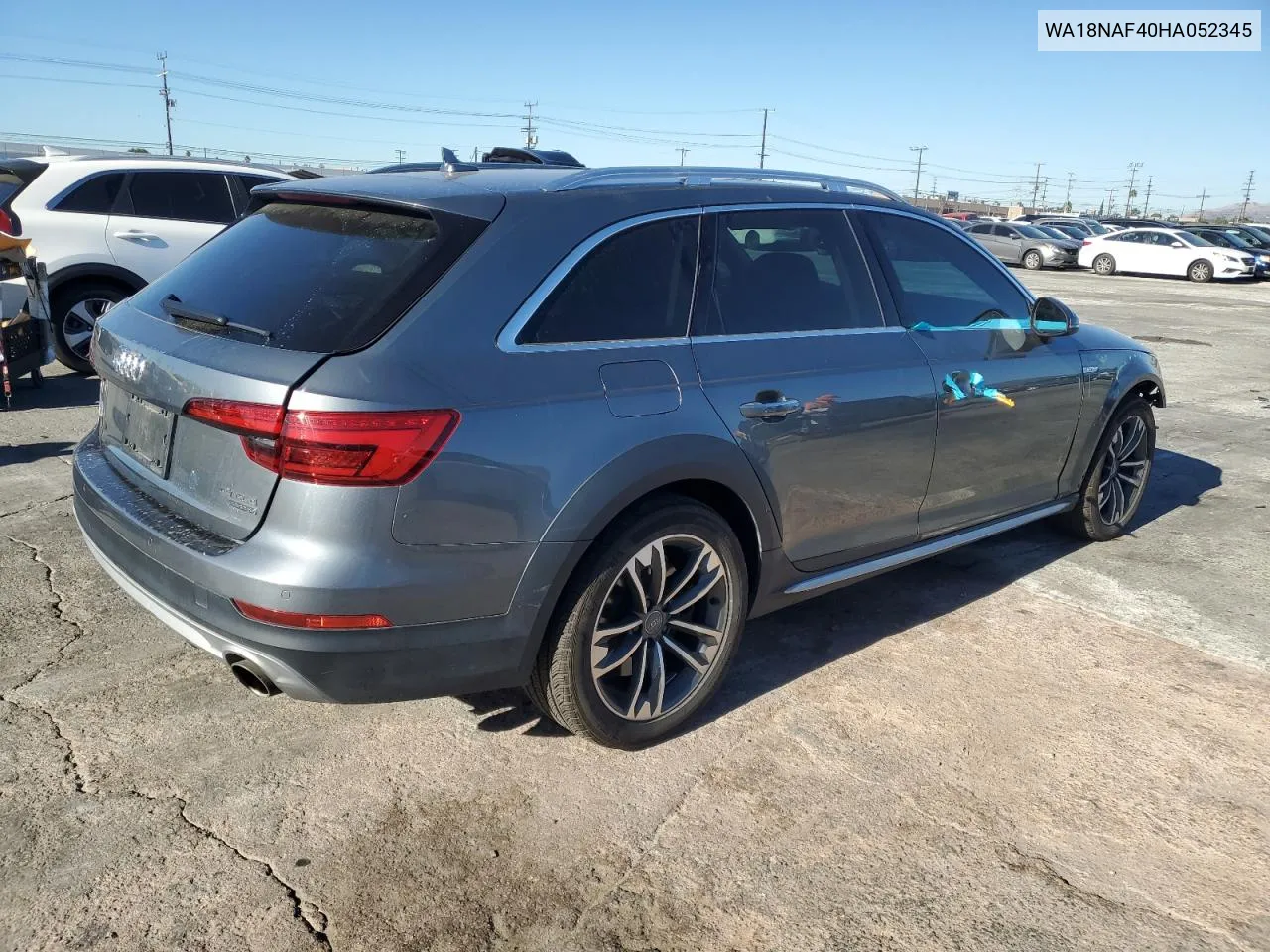 2017 Audi A4 Allroad Premium Plus VIN: WA18NAF40HA052345 Lot: 78953604