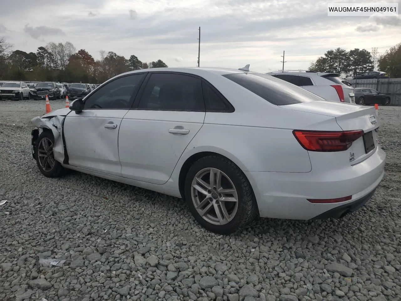 2017 Audi A4 Ultra Premium VIN: WAUGMAF45HN049161 Lot: 79086244