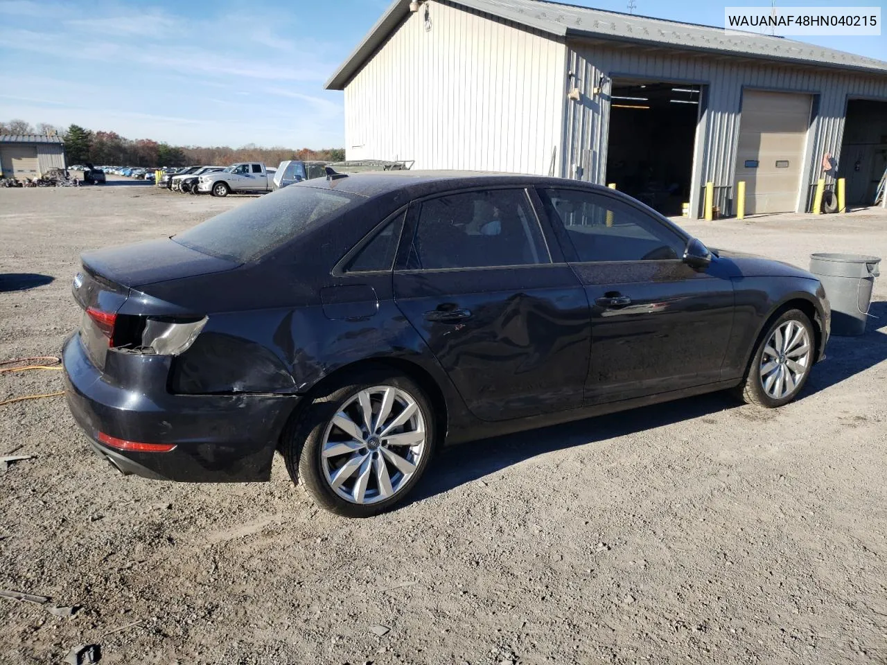 2017 Audi A4 Premium VIN: WAUANAF48HN040215 Lot: 79955444