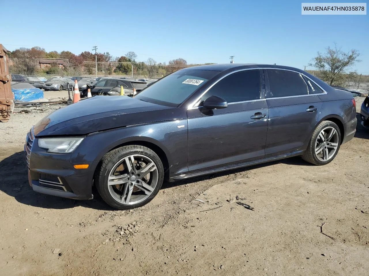 2017 Audi A4 Premium Plus VIN: WAUENAF47HN035878 Lot: 80061264