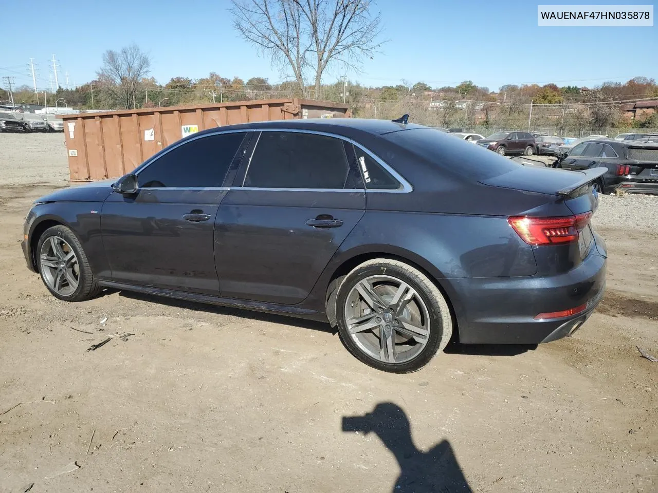 2017 Audi A4 Premium Plus VIN: WAUENAF47HN035878 Lot: 80061264