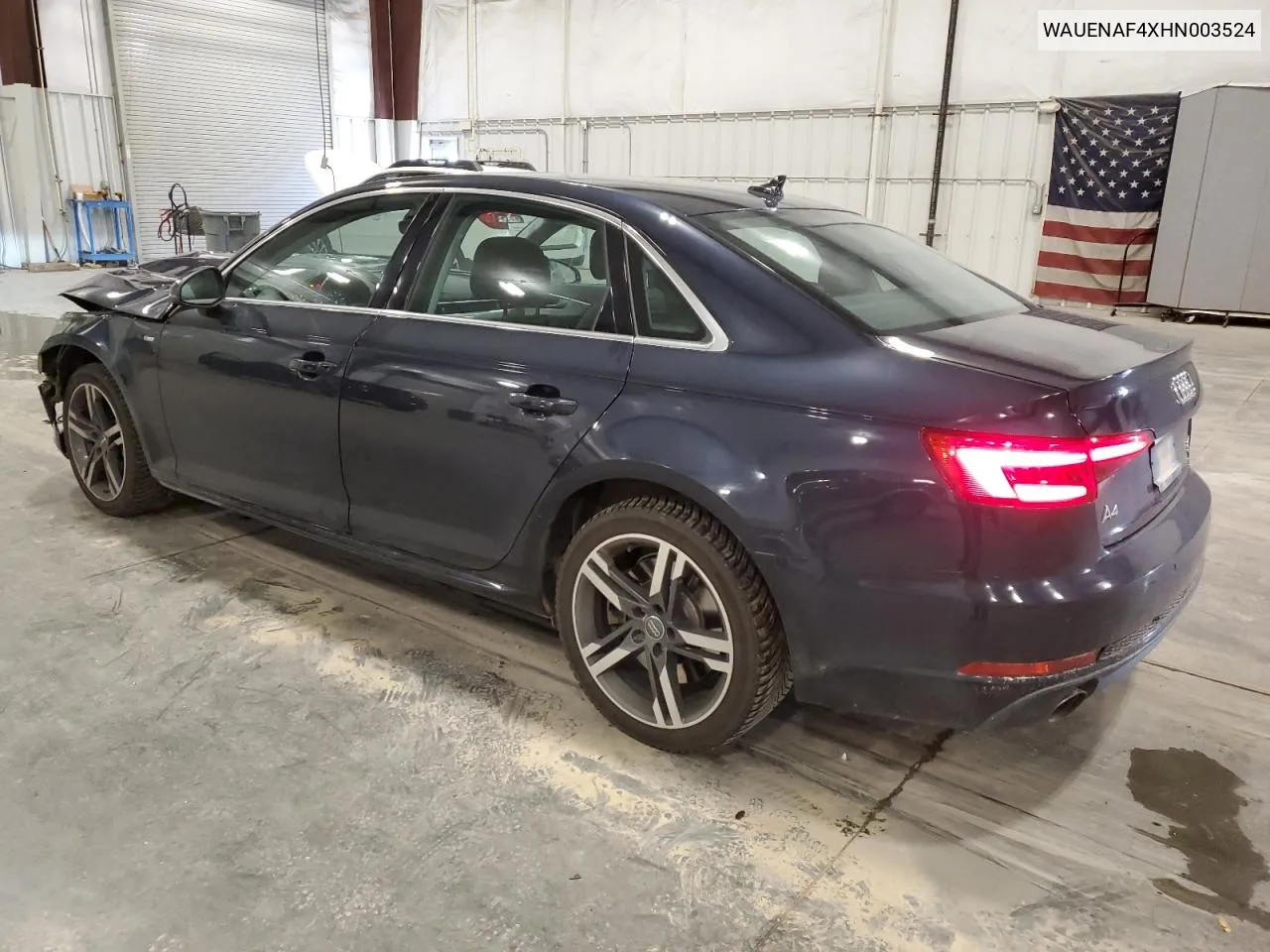 2017 Audi A4 Premium Plus VIN: WAUENAF4XHN003524 Lot: 80512974