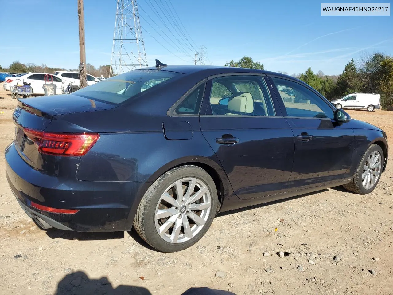 2017 Audi A4 Premium VIN: WAUGNAF46HN024217 Lot: 80758024