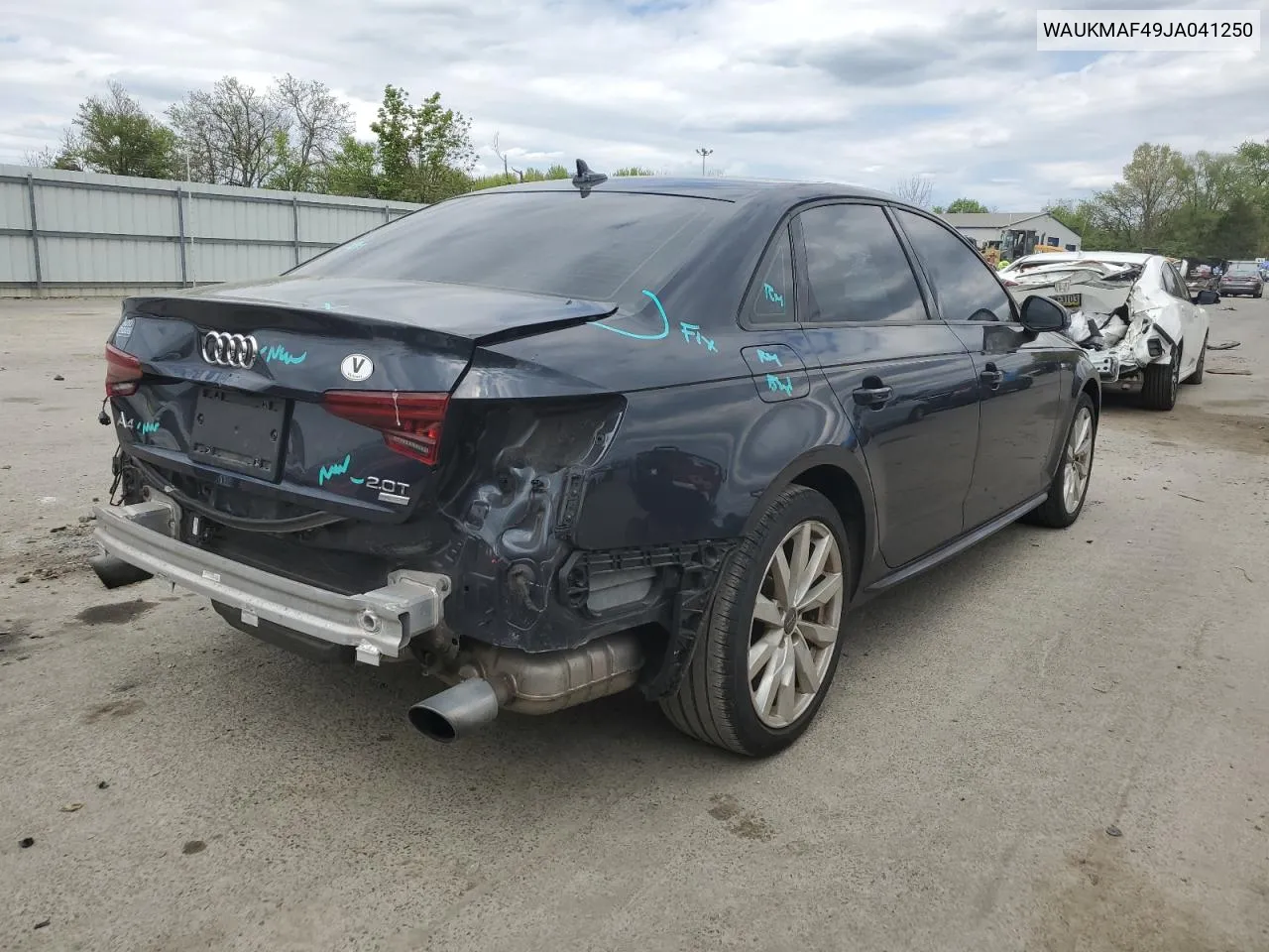 2018 Audi A4 Premium VIN: WAUKMAF49JA041250 Lot: 51645444