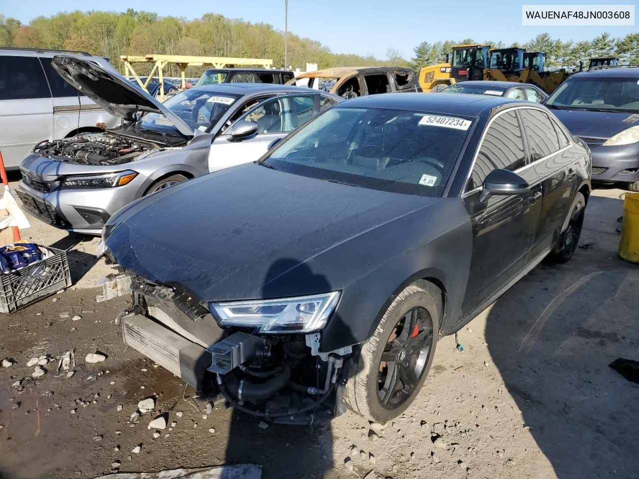 2018 Audi A4 Premium Plus VIN: WAUENAF48JN003608 Lot: 52407234