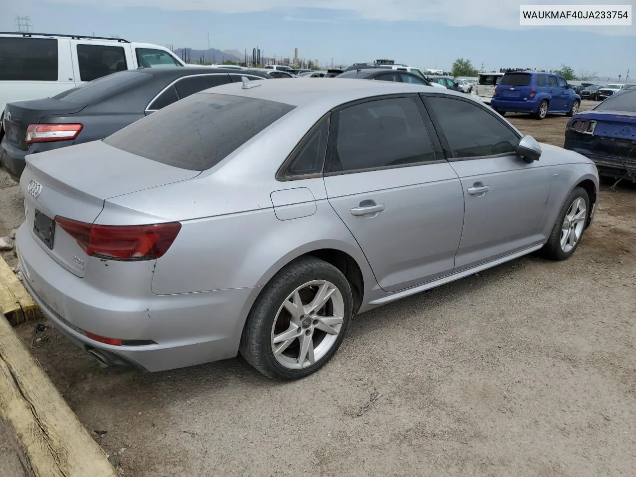 2018 Audi A4 Premium VIN: WAUKMAF40JA233754 Lot: 60050764