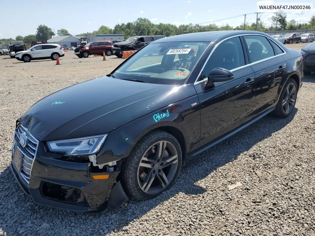 2018 Audi A4 Premium Plus VIN: WAUENAF47JN000246 Lot: 68268254