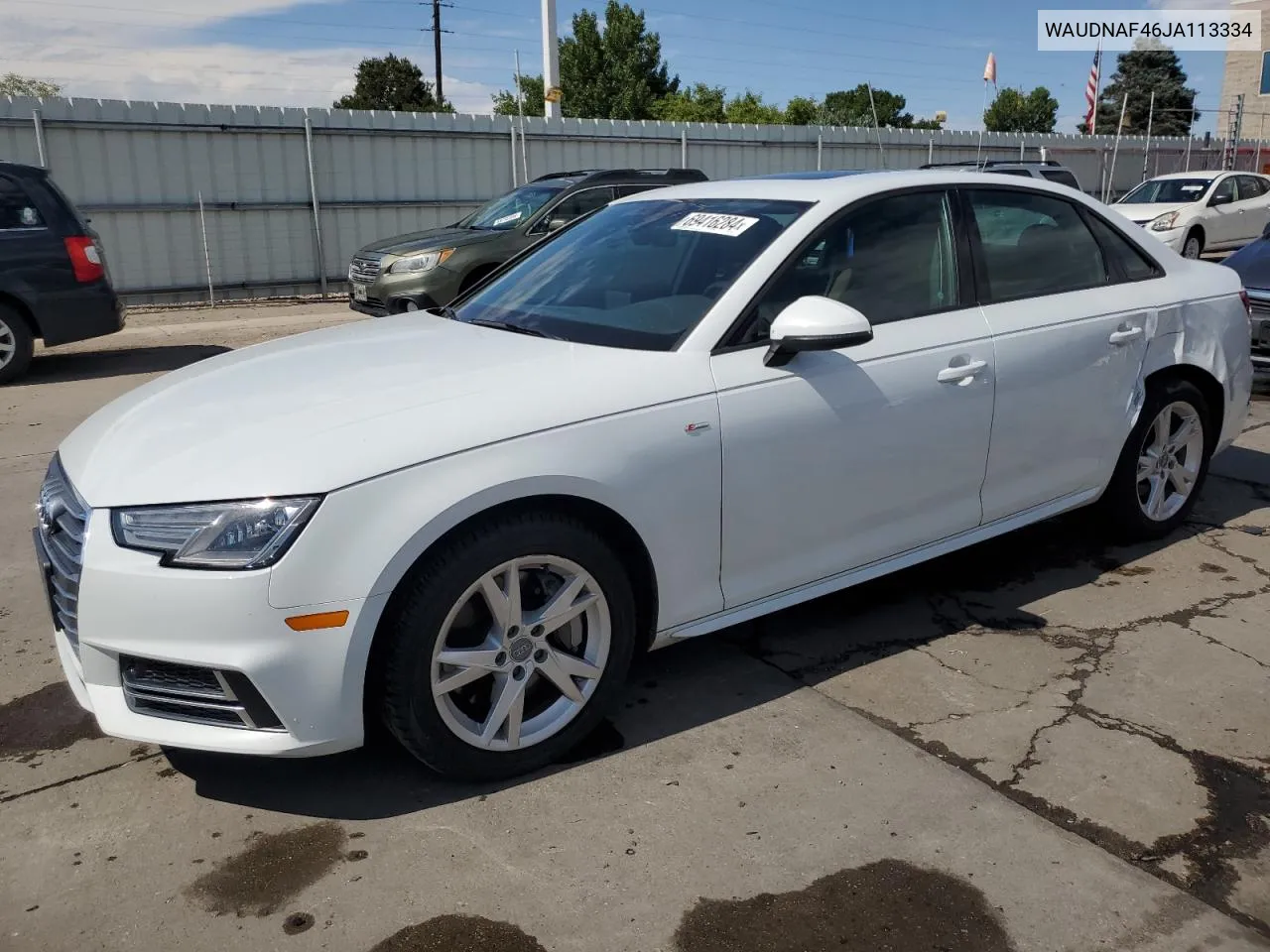 2018 Audi A4 Premium VIN: WAUDNAF46JA113334 Lot: 69416284