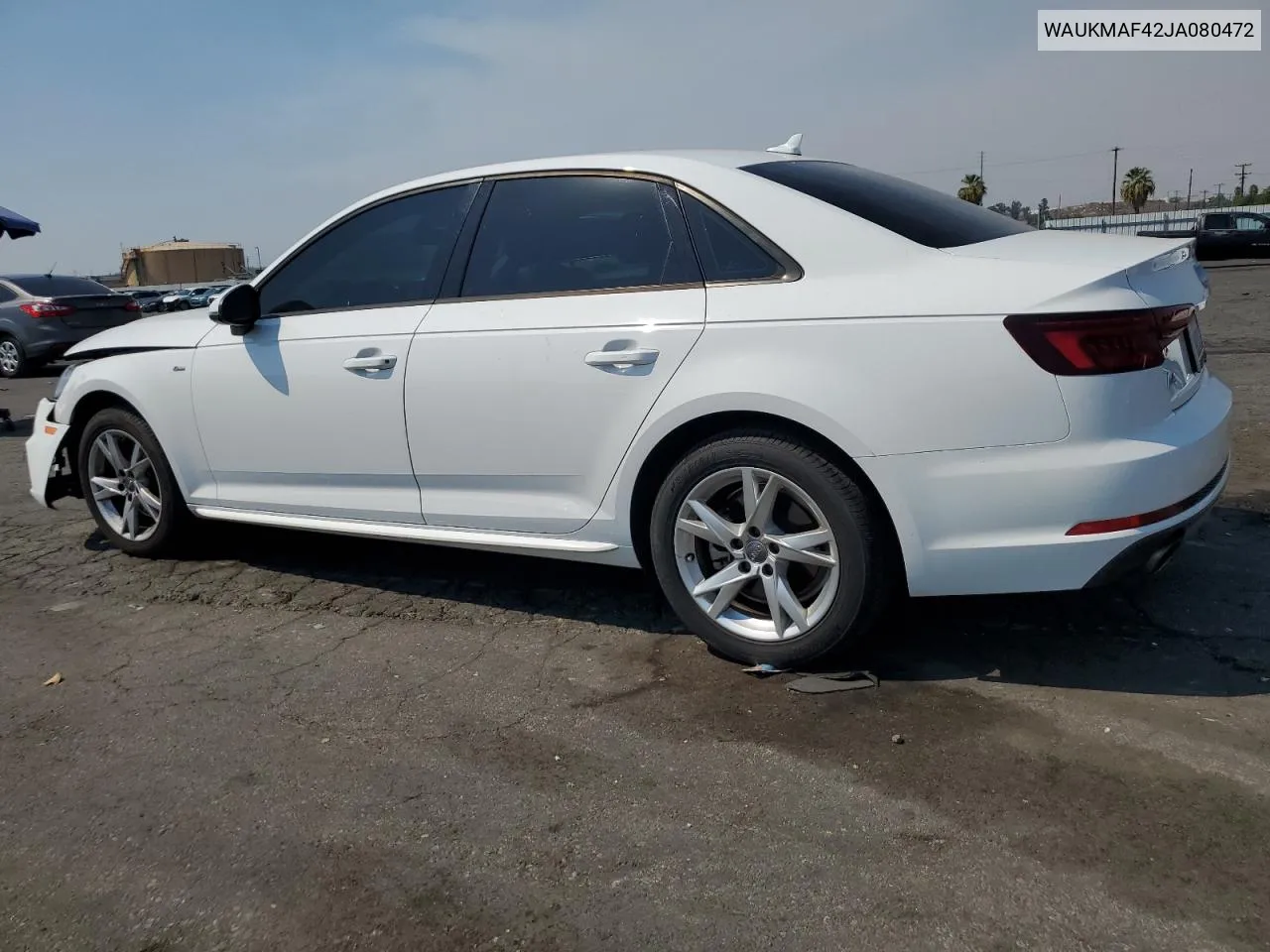 2018 Audi A4 Premium VIN: WAUKMAF42JA080472 Lot: 71213914