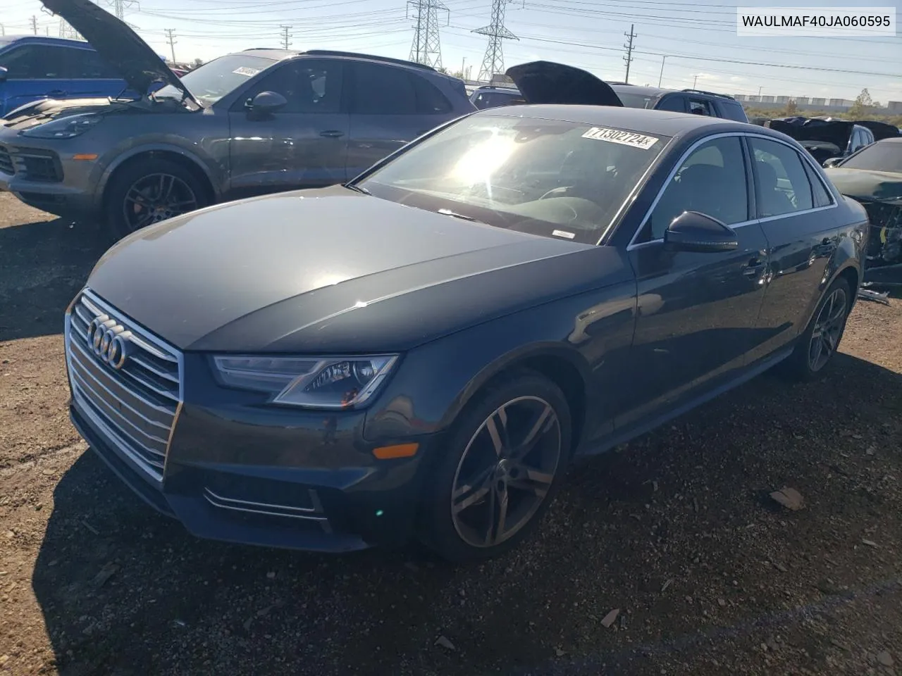 2018 Audi A4 Premium Plus VIN: WAULMAF40JA060595 Lot: 71302724