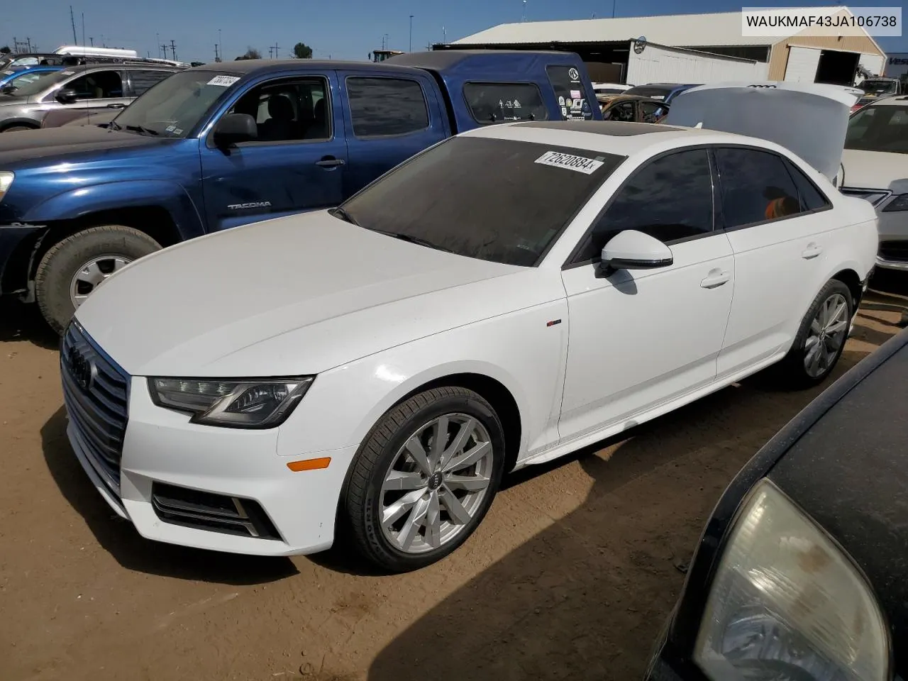 WAUKMAF43JA106738 2018 Audi A4 Premium