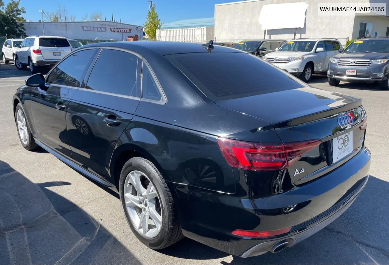 2018 Audi A4 Premium VIN: WAUKMAF44JA024565 Lot: 73595444