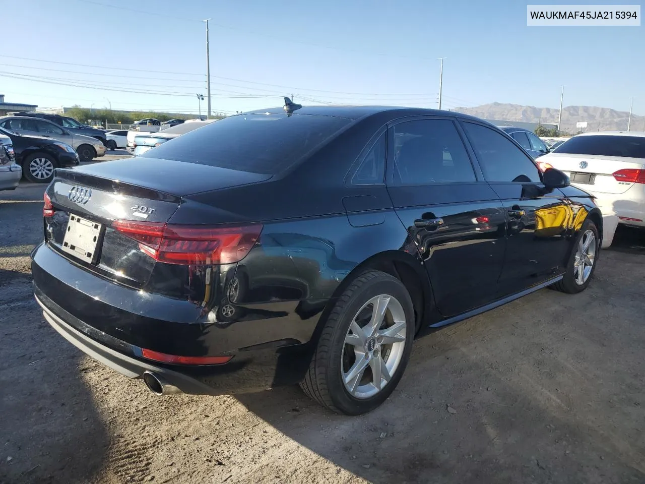 2018 Audi A4 Premium VIN: WAUKMAF45JA215394 Lot: 73715054