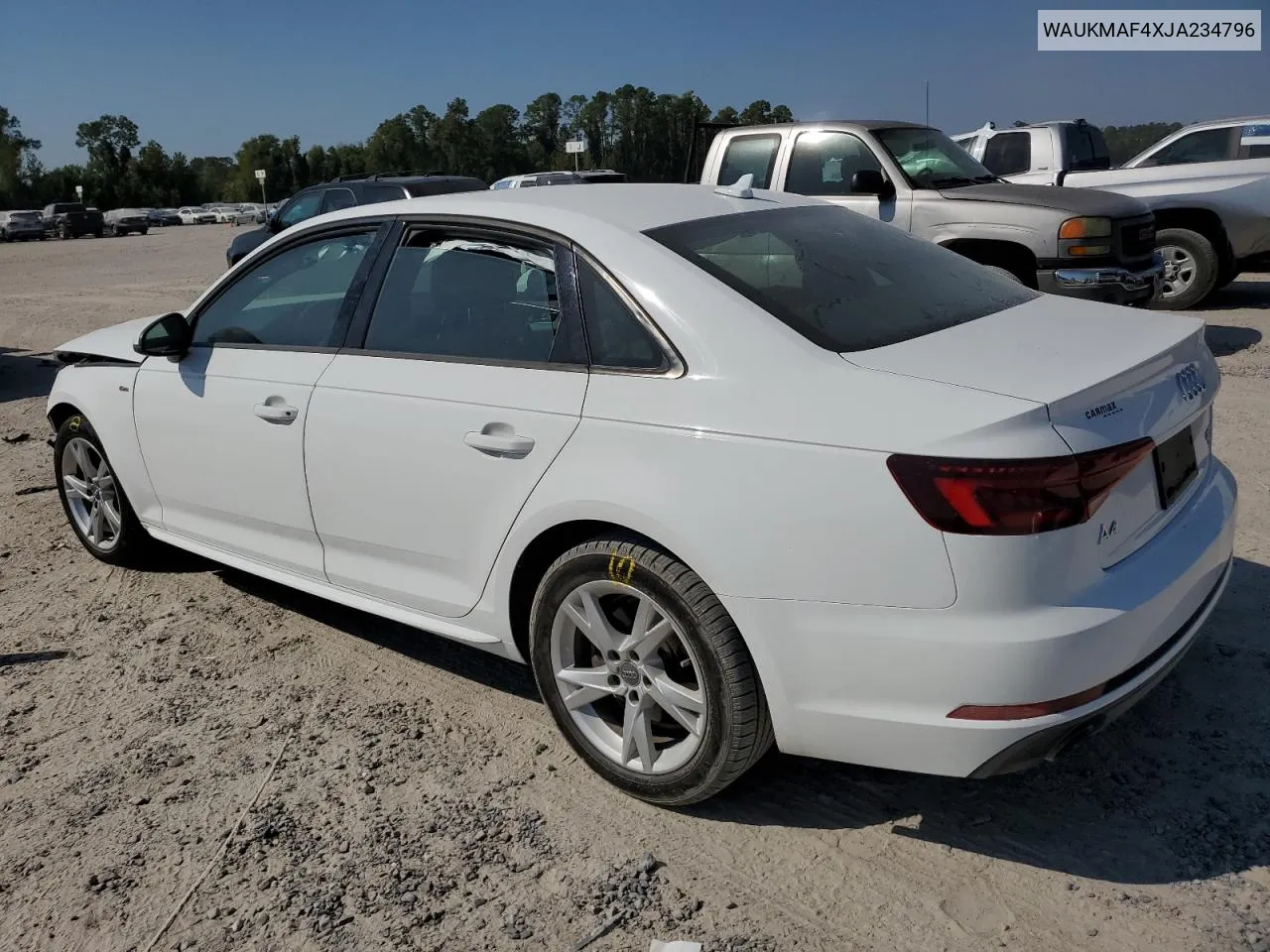 2018 Audi A4 Premium VIN: WAUKMAF4XJA234796 Lot: 75512474