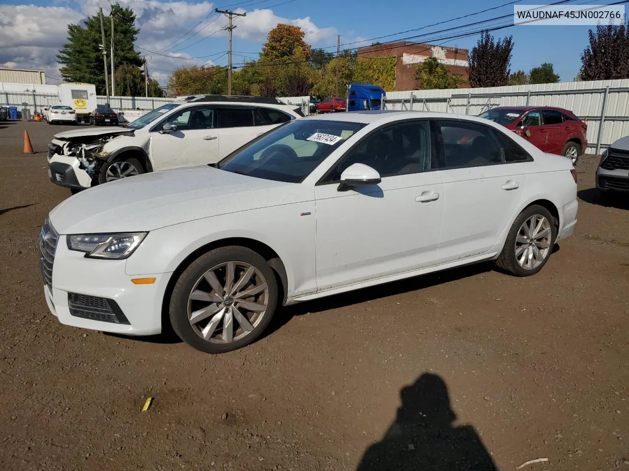 2018 Audi A4 Premium VIN: WAUDNAF45JN002766 Lot: 75637434