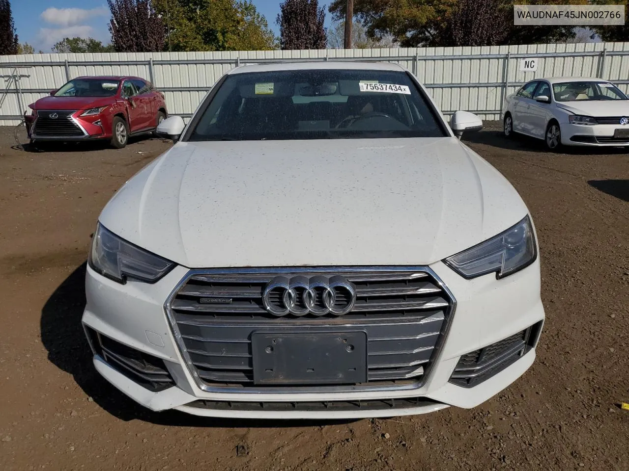 2018 Audi A4 Premium VIN: WAUDNAF45JN002766 Lot: 75637434