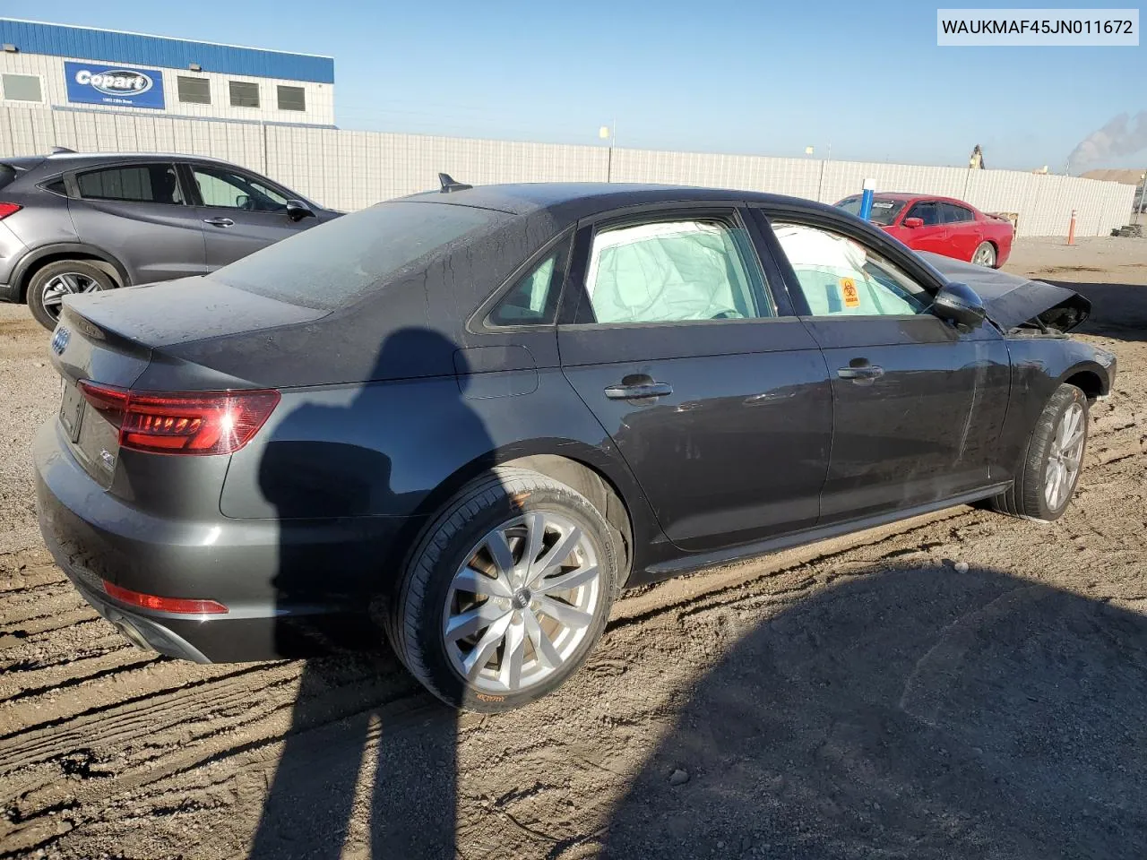 2018 Audi A4 Premium VIN: WAUKMAF45JN011672 Lot: 76131874