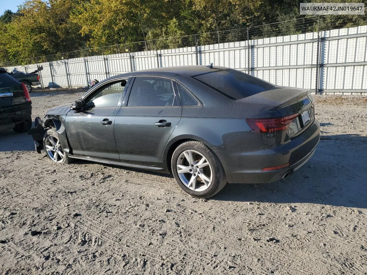 2018 Audi A4 Premium VIN: WAUKMAF42JN019647 Lot: 77813624