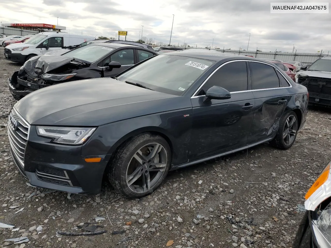 2018 Audi A4 Premium Plus VIN: WAUENAF42JA047675 Lot: 78151074