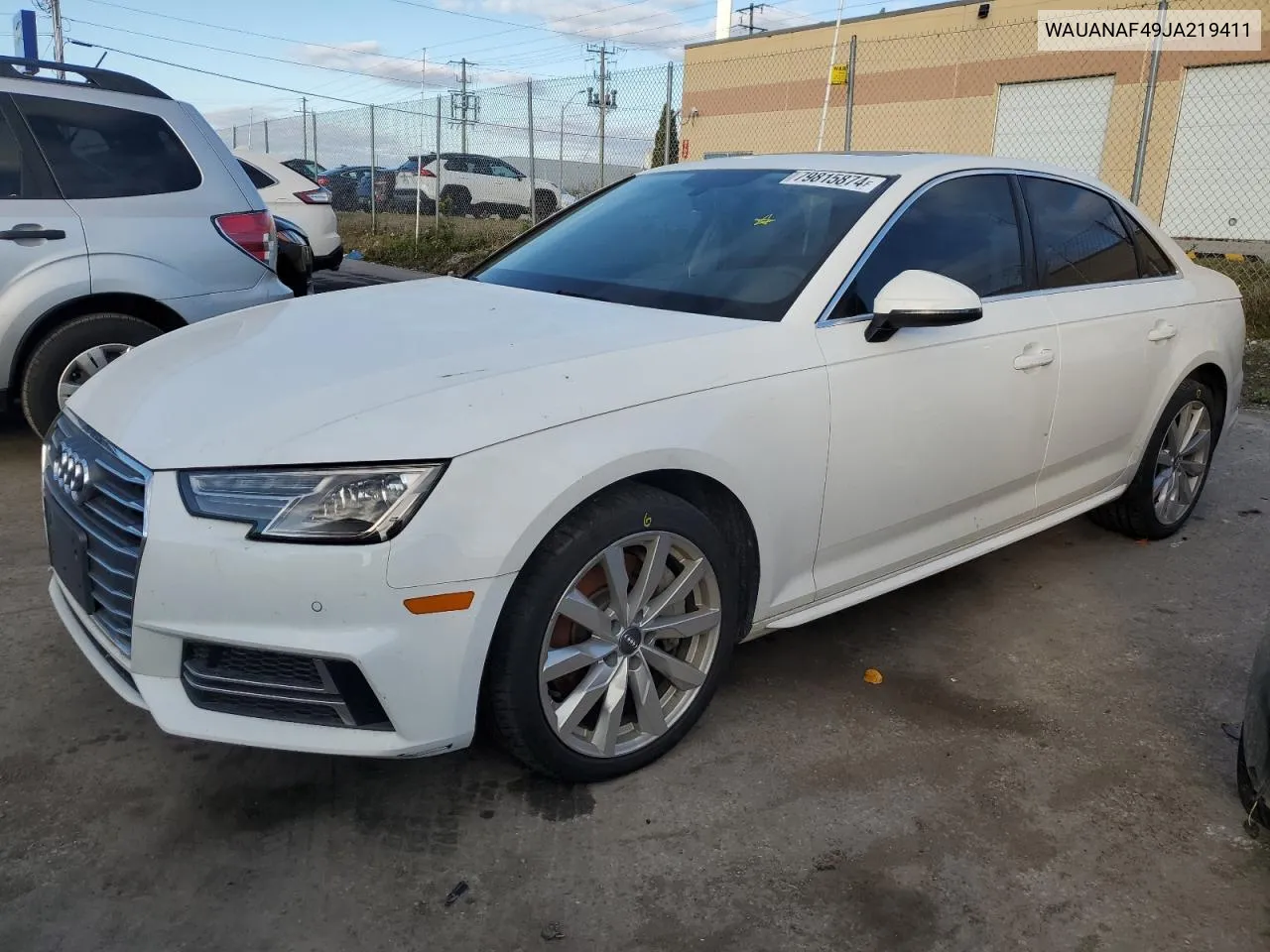 2018 Audi A4 Komfort VIN: WAUANAF49JA219411 Lot: 79815874