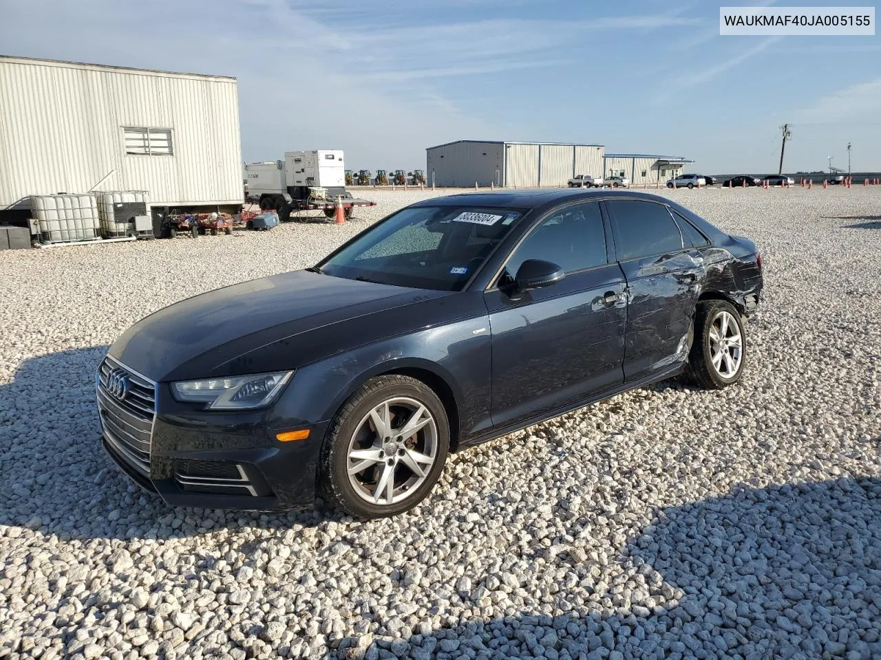 2018 Audi A4 Premium VIN: WAUKMAF40JA005155 Lot: 80336004