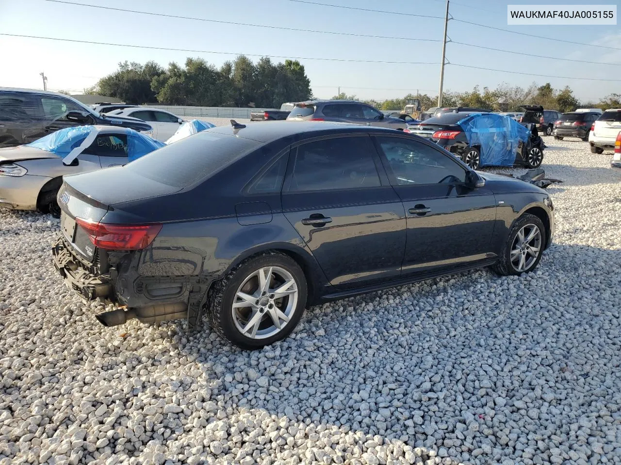 2018 Audi A4 Premium VIN: WAUKMAF40JA005155 Lot: 80336004