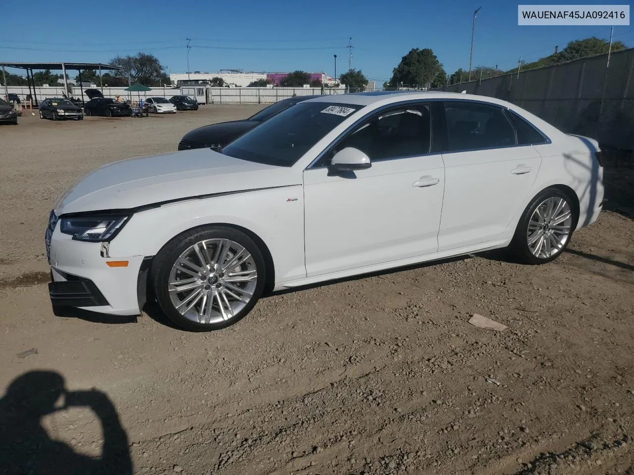 2018 Audi A4 Premium Plus VIN: WAUENAF45JA092416 Lot: 80477684