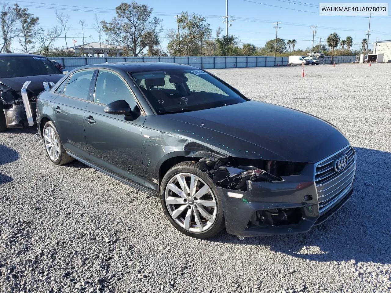 2018 Audi A4 Premium VIN: WAUKMAF40JA078073 Lot: 80882854