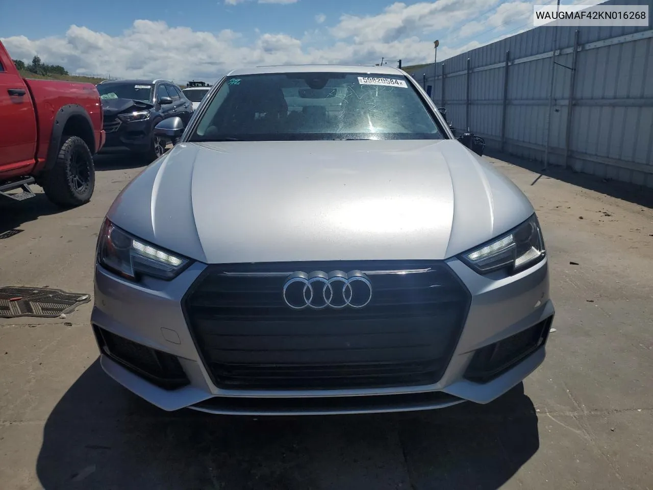 2019 Audi A4 Premium VIN: WAUGMAF42KN016268 Lot: 59820584