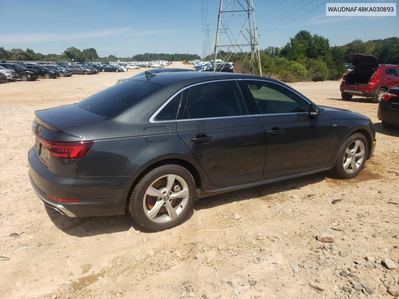 WAUDNAF48KA030893 2019 Audi A4 Premium